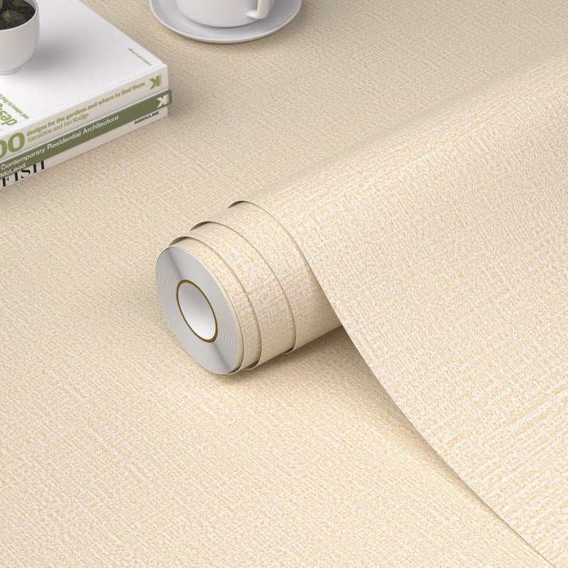 WADILE Grasscloth Peel and Stick Wallpaper 15.7in x 78.7in  Textured Contact Paper for Cabinets  Faux Linen Wall Paper Pull and Stick  Fabric Vinyl Wallpaper Self Adhesive Beige - Image 1